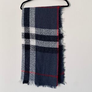 Gray Plaid Scarf Blanket Wrap Soft Fringe Women’s Fall Comfy Cozy Red Boho NEW